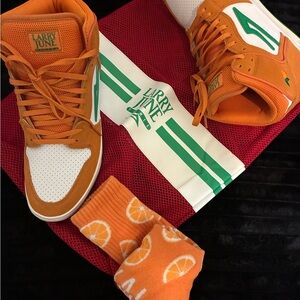 Orange and White Casual Socks
